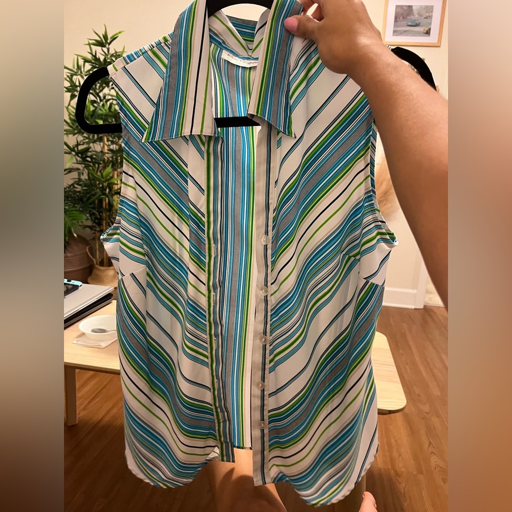 Blue Diamond Blue Green Pattern Shirt Medium
